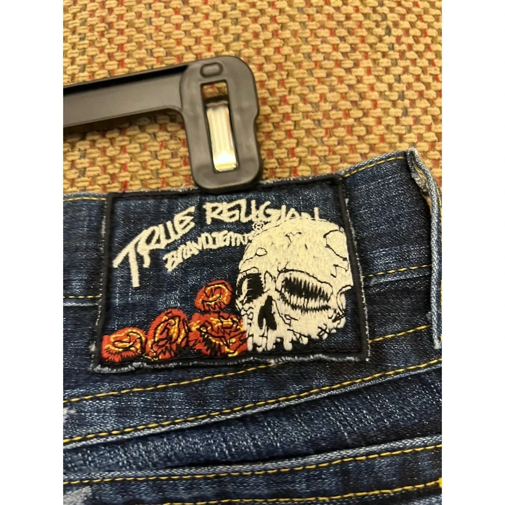 True Religion Jeans Mens 33 Ricky Straight VINTAGE Shallowmaker Skull MAD859F83
